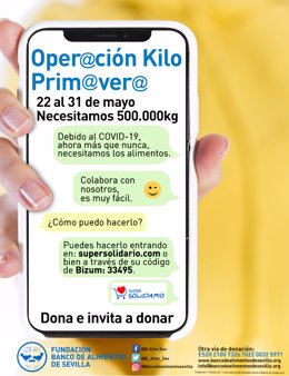 Cartel de la 'Operación Kilo Primavera' "virtual" de Banco de Alimentos de Sevilla.