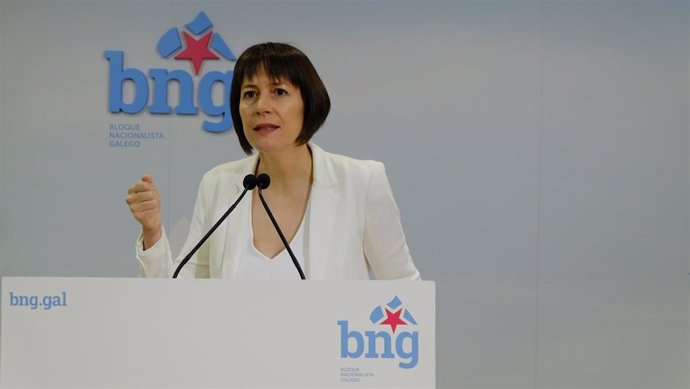 La portavoz nacional del BNG, Ana Pontón, en rueda de prensa este 19 de mayo, tras convocarse las elecciones autonómicas para el 12 de julio