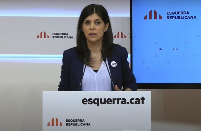 La secretaria general adjunta y portavoz de ERC, Marta Vilalta, en rueda de prensa telemática.