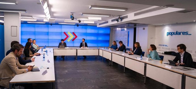El presidente del PP, Pablo Casado, preside la reunión del comité de dirección de su partido. En Madrid, a 25 de mayo de 2020.