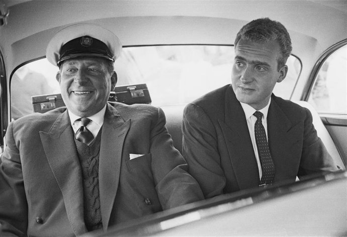 Infante Juan, Count of Barcelona (1913-1993) pictured on left with his son Prince Juan Carlos de Borbon