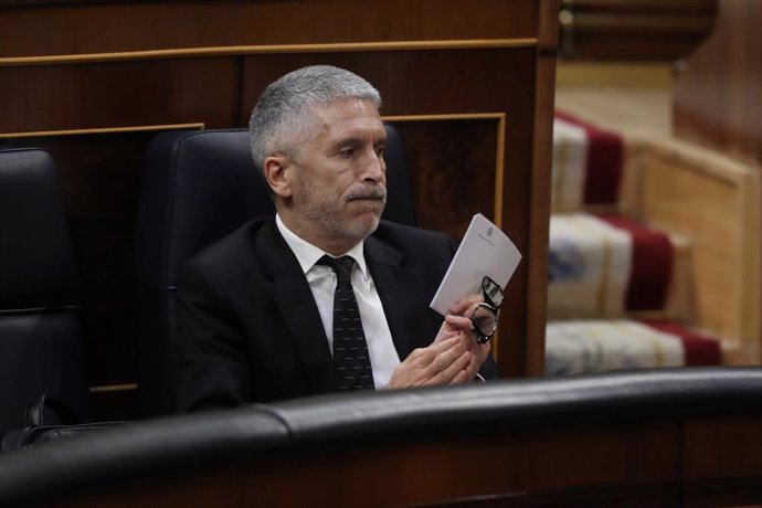 El ministro del Interior, Fernando Grande Marlaska, en el hemiciclo del Congreso de los Diputados.