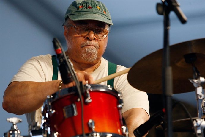 Jimmy Cobb performs in the 2009 New Orleans Jazz & Heritage Festival at the Fair Grounds Race Course on May 2, 2009 in New Orleans.