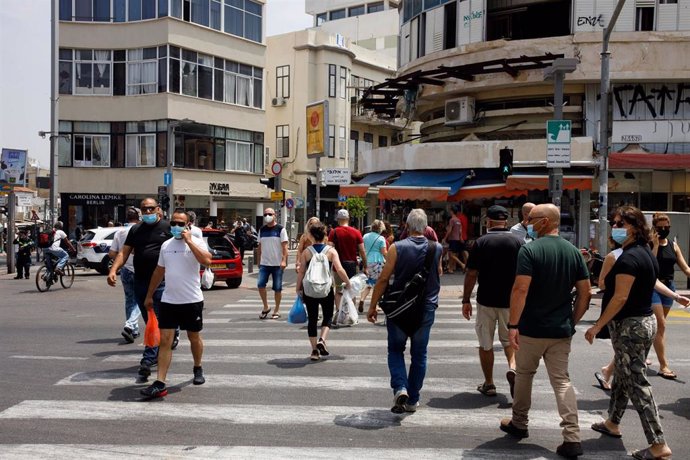 Una calle de Tel Aviv durante la pandemia de coronavirus en Israel
