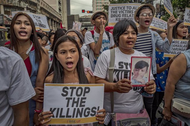 Una protesta contra la "guerra contra las drogas" del presidente Rodrigo Duterte en Filipinas