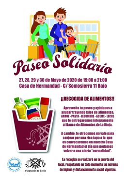 La Cofradía de la Flagelación de Jesús de Logroño propone un Paseo Solidario con donación de alimentos los días 27, 28, 29 y 30