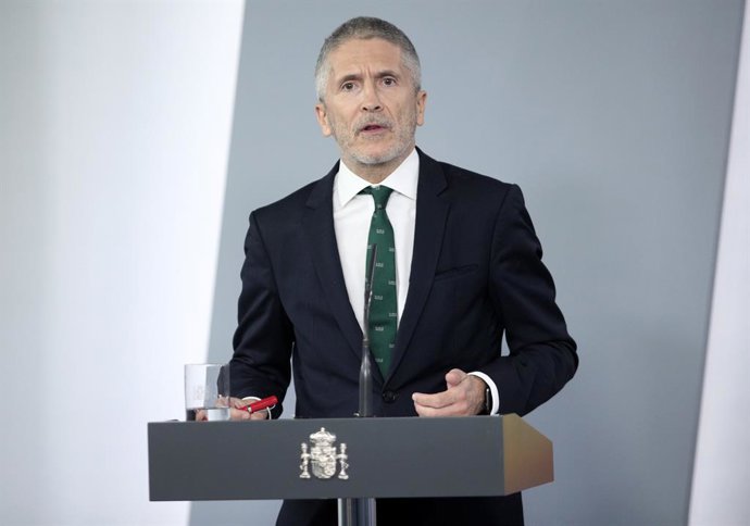 El ministre de l'Interior, Fernando Grande-Marlaska, compareix davant els mitjans després del Consell de Ministres celebrat en Moncloa, a Madrid (Espanya), a 26 de maig de 2020.