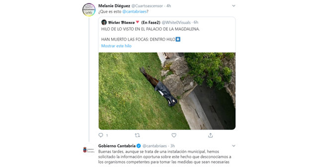 Tuit del Gobierno de Cantabria ante las denuncias por el estado del zoo de la Magdalena