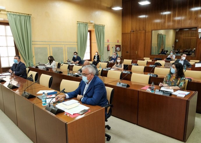 Imagen de la sesión de este miércoles de la Comisión de Hacienda del Parlamento de Andalucía. 