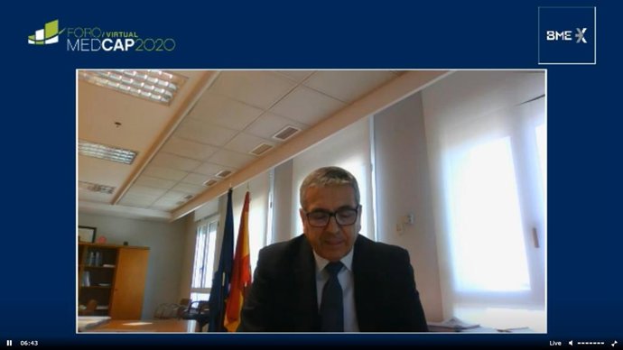 El presidente del Instituto de Crédito Oficial (ICO), José Carlos García de Quevedo, durante su intervención en el Foro MEDCAP 2020.