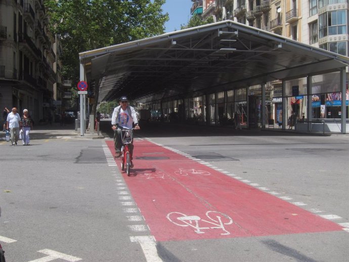 Carril bici del carrer Urgell de Barcelona