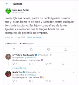 La madre de Pablo Iglesias, criticando a Cayetana Álvarez de Toledo