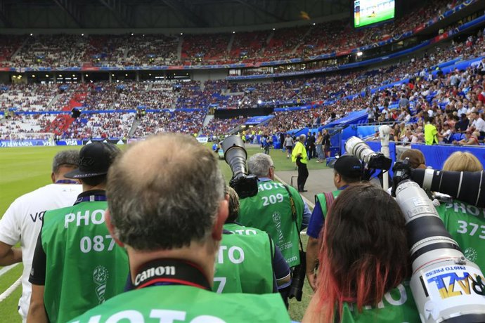 Fotógrafos trabajando en la final del Mundial femenino de 2019