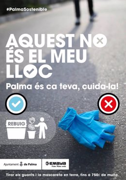 Campaña del Ayuntamiento de Palma para evitar los desechos de guantes y mascarillas en los espacios públicos