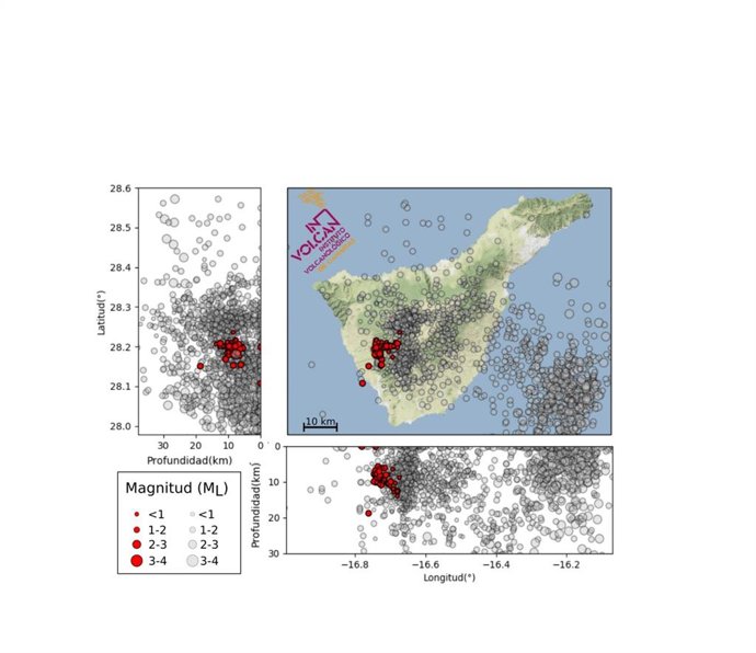 Enjambre sísmico localizado en el suroeste de Tenerife