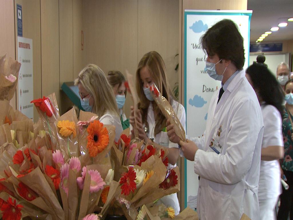 Una iniciativa reparte miles de flores en hospitales