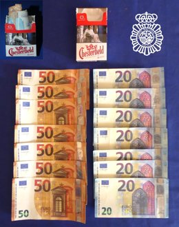 Billetes falsos intervenidos al detenido en Salamanca.