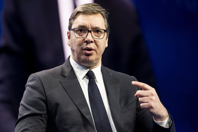 Aleksandar Vucic, presidente de Serbia, en una conferencia en Washington