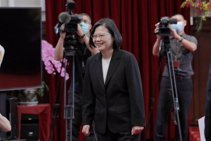 Tsai Ing Wen durante la toma de posesión para su segundo mandato presidencial, en Taipéi