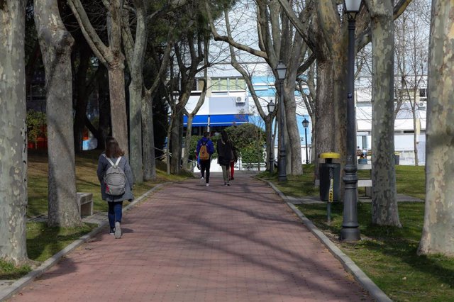 Estudiantes pasean por el campus de la Universidad Autónoma de Madrid.