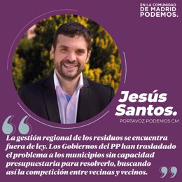 Jesus Santos, portavoz de Podemos en la Comunidad de Madrid