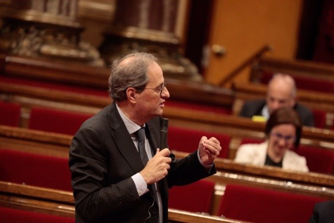 El president del Govern, Quim Torra, en el ple del Parlament del 21 de maig.