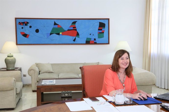 La presidenta del Govern, Francina Armengol, en la duodécima reunión que Sánchez mantiene con los presidentes autonómicos.