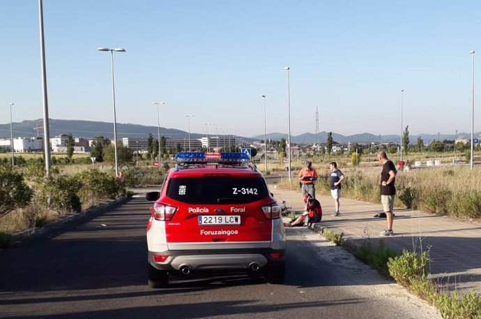 Caída de ciclista en Zizur Mayor