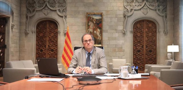 El presidente de la Generalitat, Quim Torra, en la reunión de presidentes autonómicos este domingo con el presidente del Gobierno, Pedro Sánchez.