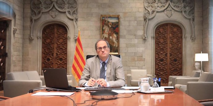 El president de la Generalitat, Quim Torra, en la reunió de presidents autonmics aquest diumenge amb el president del Govern, Pedro Sánchez.