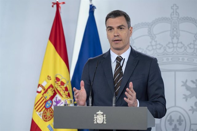 El presidente del Gobierno, Pedro Sánchez, durante la rueda de prensa telemática del pasado sábado 23 de mayo