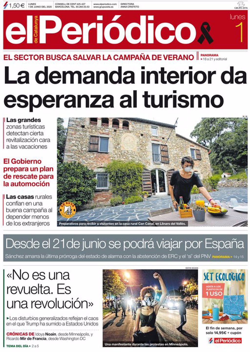 Las portadas de los periódicos del lunes 1 de junio de 2020