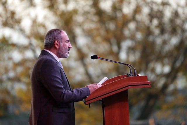 El primer ministro de Armenia, Nikol Pashinian, en un discurso en Ereván