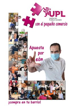 Cartel de la campaña de apoyo y promoción del consumo en los comercios locales de León.