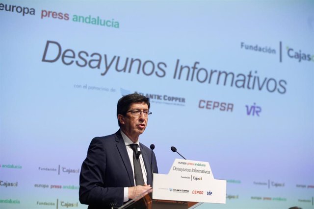 El vicepresidente de la Junta, Juan Marín, interviene en los desayunos informativos de Europa Press Andalucía, con el patrocinio de Fundación Cajasol, Atlantic Copper, Cepsa y Laboratorios Vir