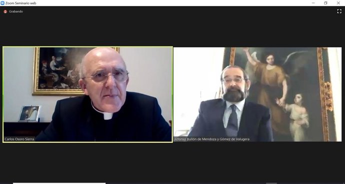 El Cardenal Arzobispo de Madrid, Carlos Osoro, participa n un encuentro digital con empleados y alumnos de la Fundación Universitaria San Pablo CEU