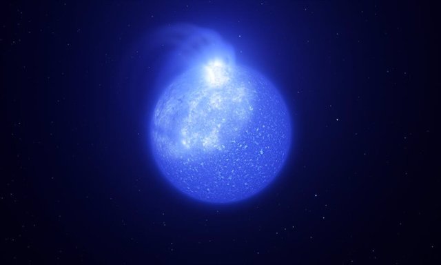 Ilustración de una estrella repleta de puntos magnéticos gigantes