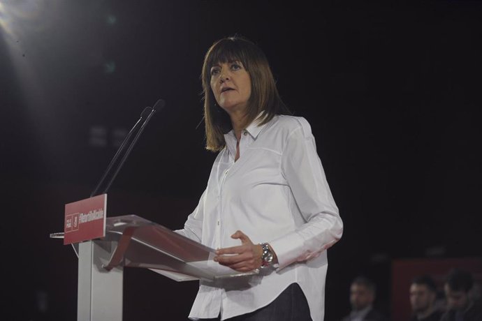 La secretaria general del PSE-EE-PSOE, Idoia Mendia, en un acto del partido