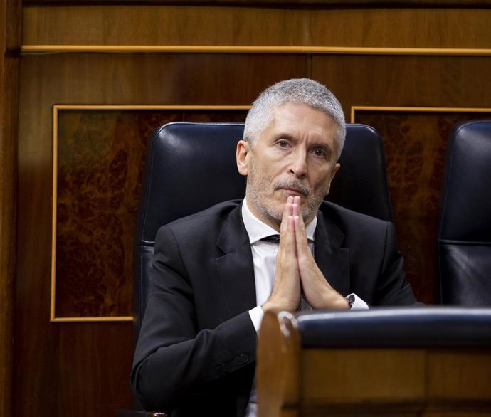 El ministro del Interior, Fernando Grande Marlaska, durante el pleno de sesión de control al Gobierno 