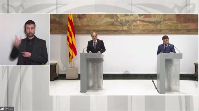 El president de la Generalitat, Quim Torra, i el vicepresident, Pere Aragons