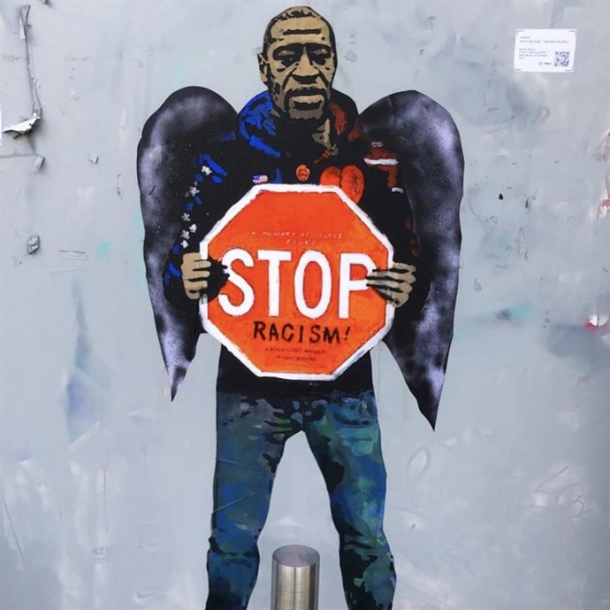 TV Boy recuerda a George Floyd con un grafiti en Barcelona y pide que pare el "racismo"