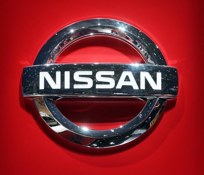 FILED - 06 March 2019, Switzerland, Geneva: A general view of a Nissan logo during the second day of the 89th Geneva Motor Show. The Japanese automaker said on Monday that it will temporarily halt production at its plant in Kyushu, southwestern Japan, d