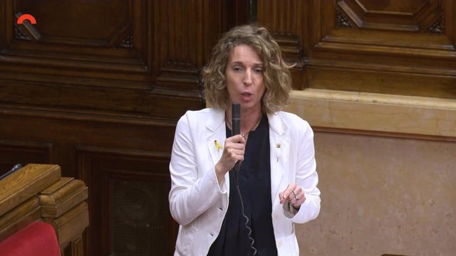 La consellera de la Generalitat Àngels Chacón en una intervención en el pleno del Parlament del 3 de junio.