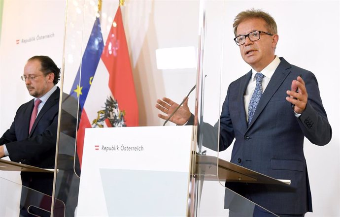 El ministro de Exteriores de Austria, Alexander Schallenberg, y el ministro de Salud, Rudolf Anschober