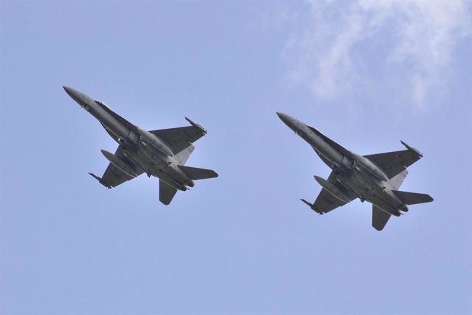 Aviones caza españoles F-18 en la misión de Policía Aérea del Báltico