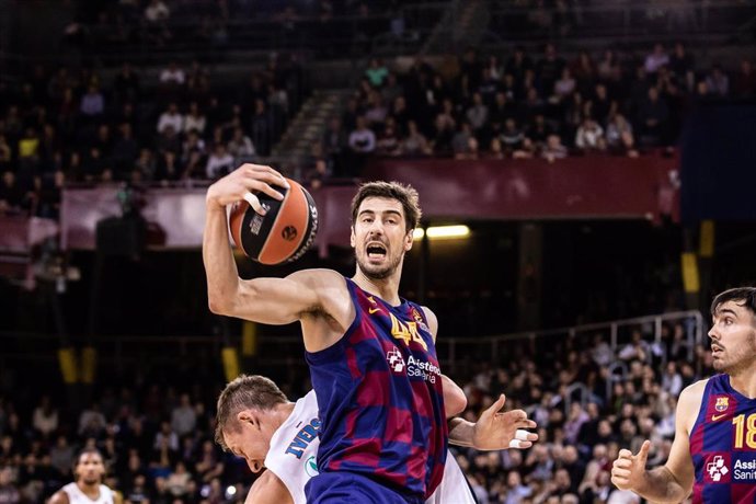 Ante Tomic of FC Barcelona, during the Turkish Airlines EuroLeague match between  FC Barcelona  and Zenit St Petersburg at Palau Blaugrana on January 30, 2020 in Barcelona, Spain.
