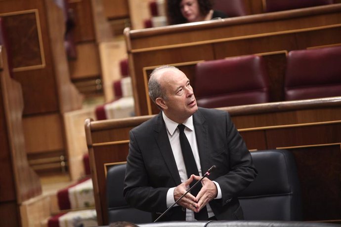 El ministro de Justicia, Juan Carlos Campo, durante su intervención en el pleno de control al Gobierno 