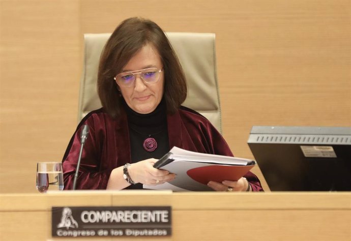 La presidenta de la AIReF, Cristina Herrero, en una comparecencia en el Congreso