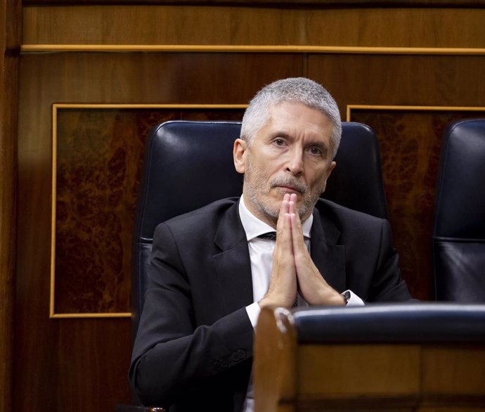 El ministro del Interior, Fernando Grande Marlaska, durante el pleno de sesión de control al Gobierno 