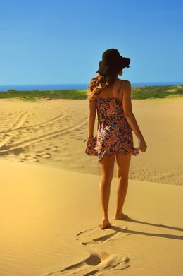Playa, pasea, sol, calor